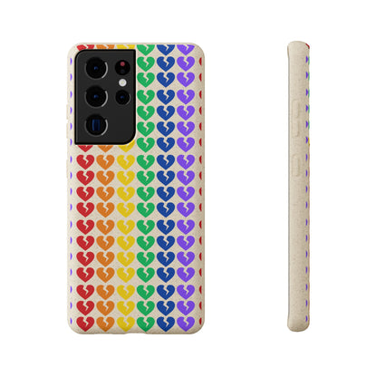 Rainbow Hearts Collection Pattern - Biodegradable Phone Case, Eco-Friendly Phone Cover (Only Hearts Collection)