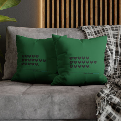 Hieroglyph Heartbreak Haiku - Faux Suede Square Pillowcase (in Evergreen)