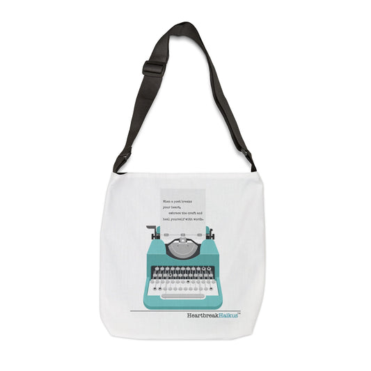 Heal Yourself with Words Haiku. Adjustable Tote Bag (Dual-Print, Vintage Typewriter)