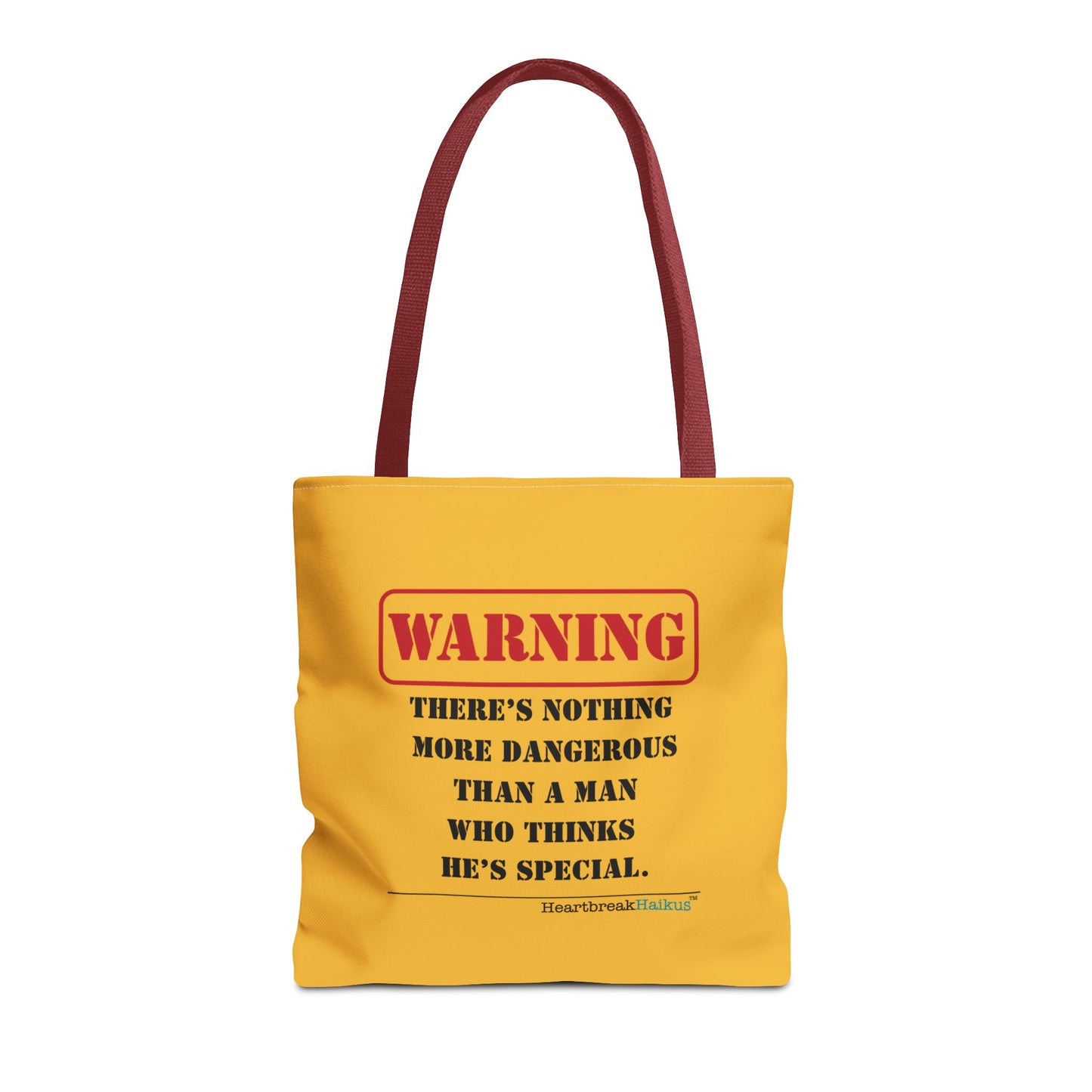 Warning: Dangerous Special Man Haiku Tote Bag (dual-sided design in Yellow Gold)