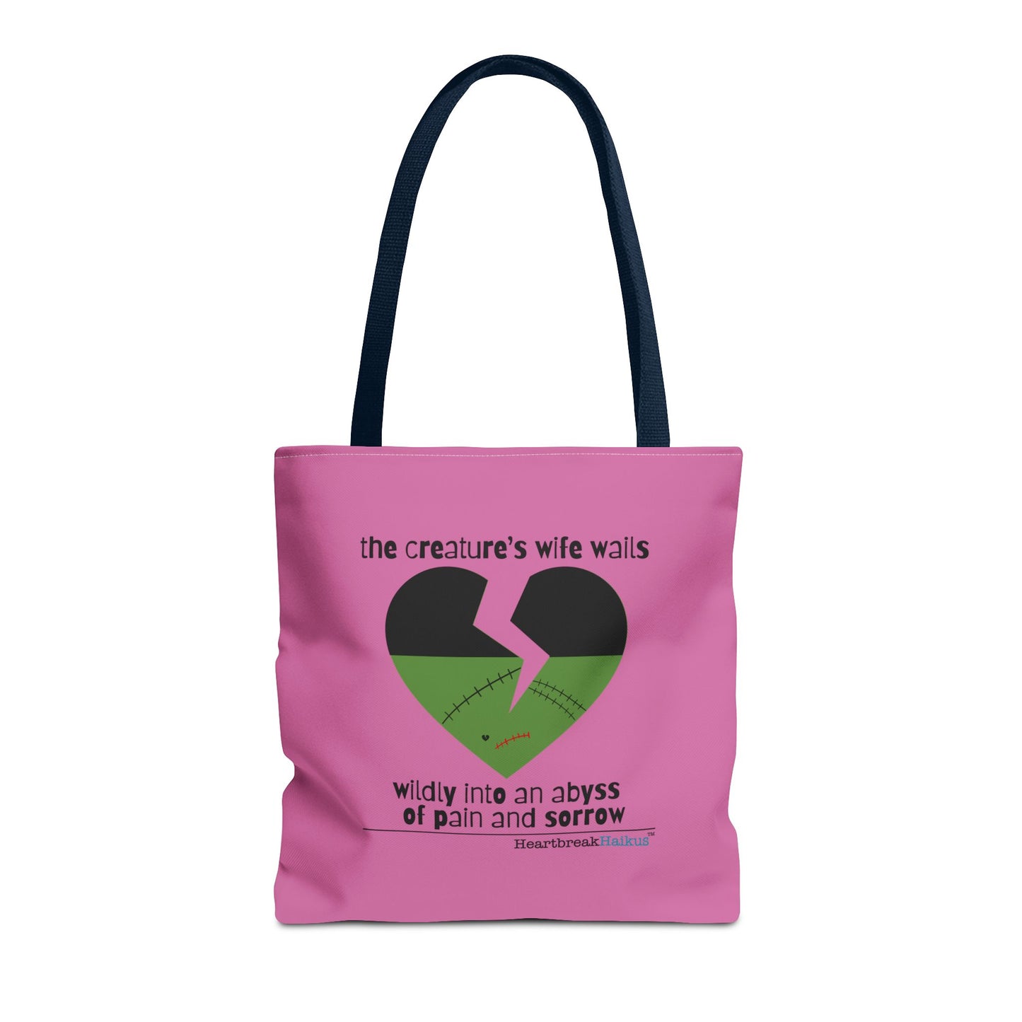 The Creature's Wife Wails Wildly Frankenstein Haiku - Tote Bag (dual-sided print in Candy Pink)