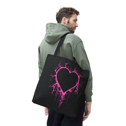 Lightning-Cracked Heart Tote Bag (in Electric Pink) - (The Only Hearts Collection)