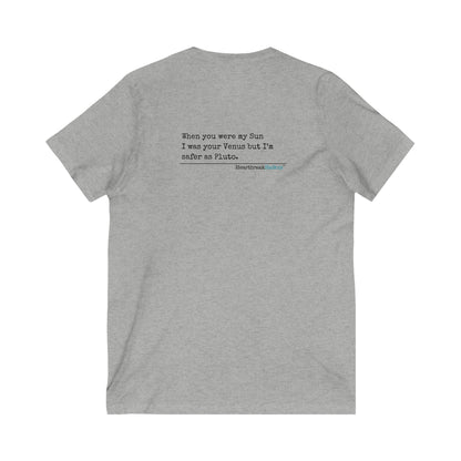 Safer as Pluto Haiku - Unisex Jersey Short Sleeve V-Neck Tee