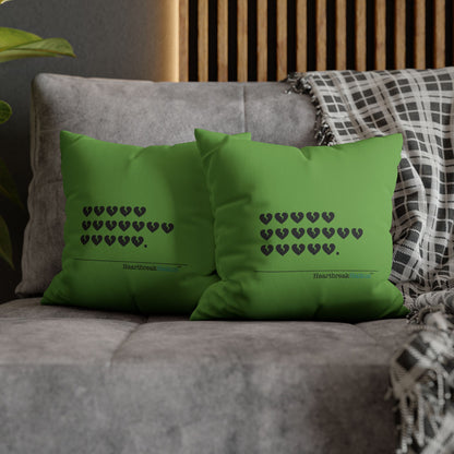 Hieroglyph Heartbreak Haiku - Faux Suede Square Pillowcase (in Wicked Green/Grinch Green)