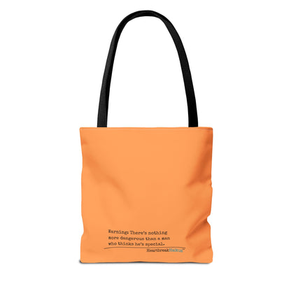 Warning: Dangerous Special Man Haiku Tote Bag (dual-sided design in Orange Tangerine)