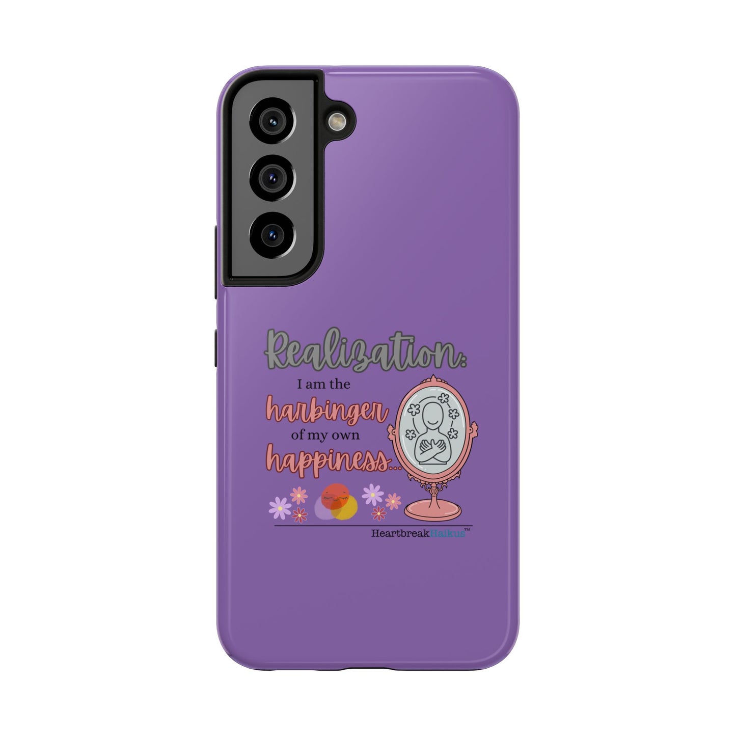 Harbinger of Happiness Tough Phone Cases (purple) available for iPhone 11-16 or Samsung Galaxy S21-S24