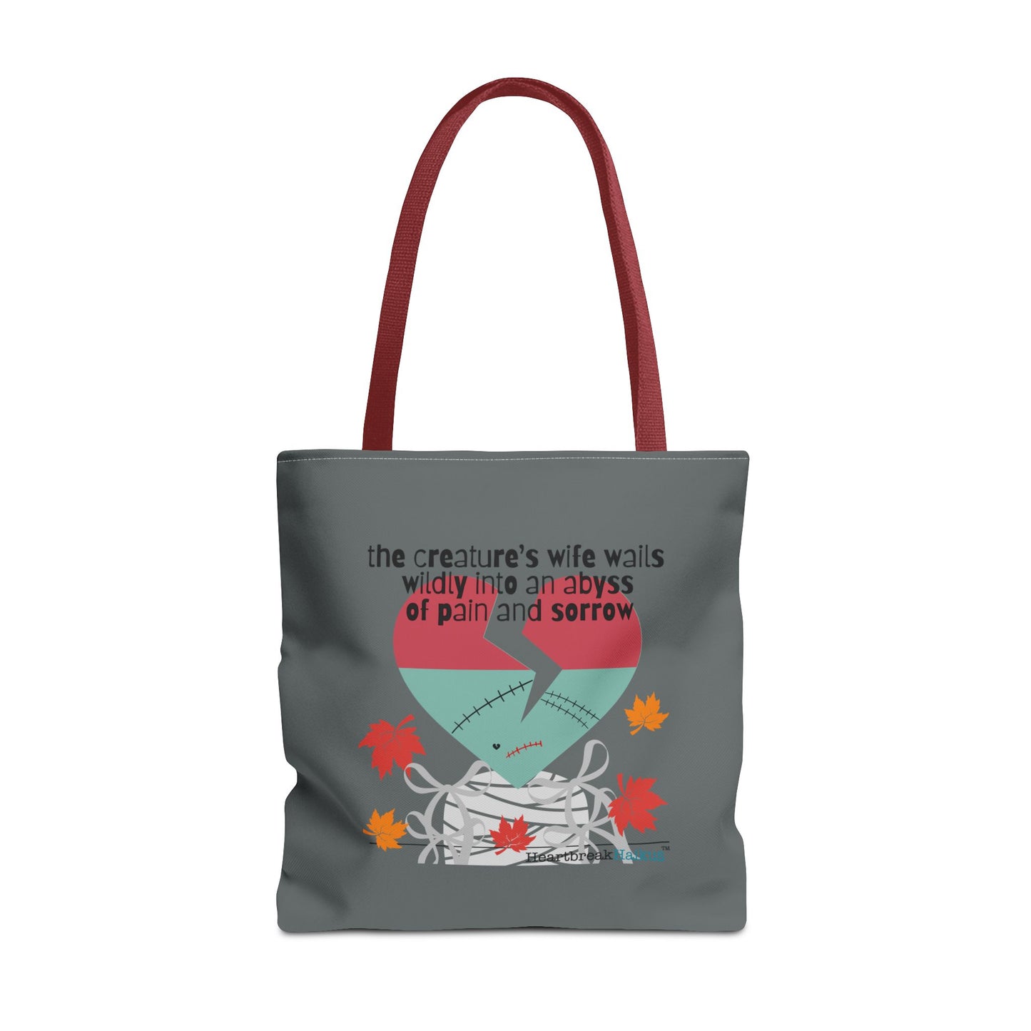 The Creature's Wife Wails Wildly Frankenstein Haiku - Tote Bag (dual-sided print in Slate Grey) - Frankenstein 2025 Makeover