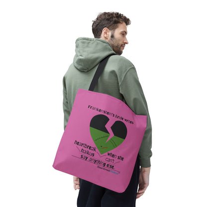 Frankenstein's Bride Writes Heartbreak Haikus - Tote Bag (Dual-sided print in Candy Pink)