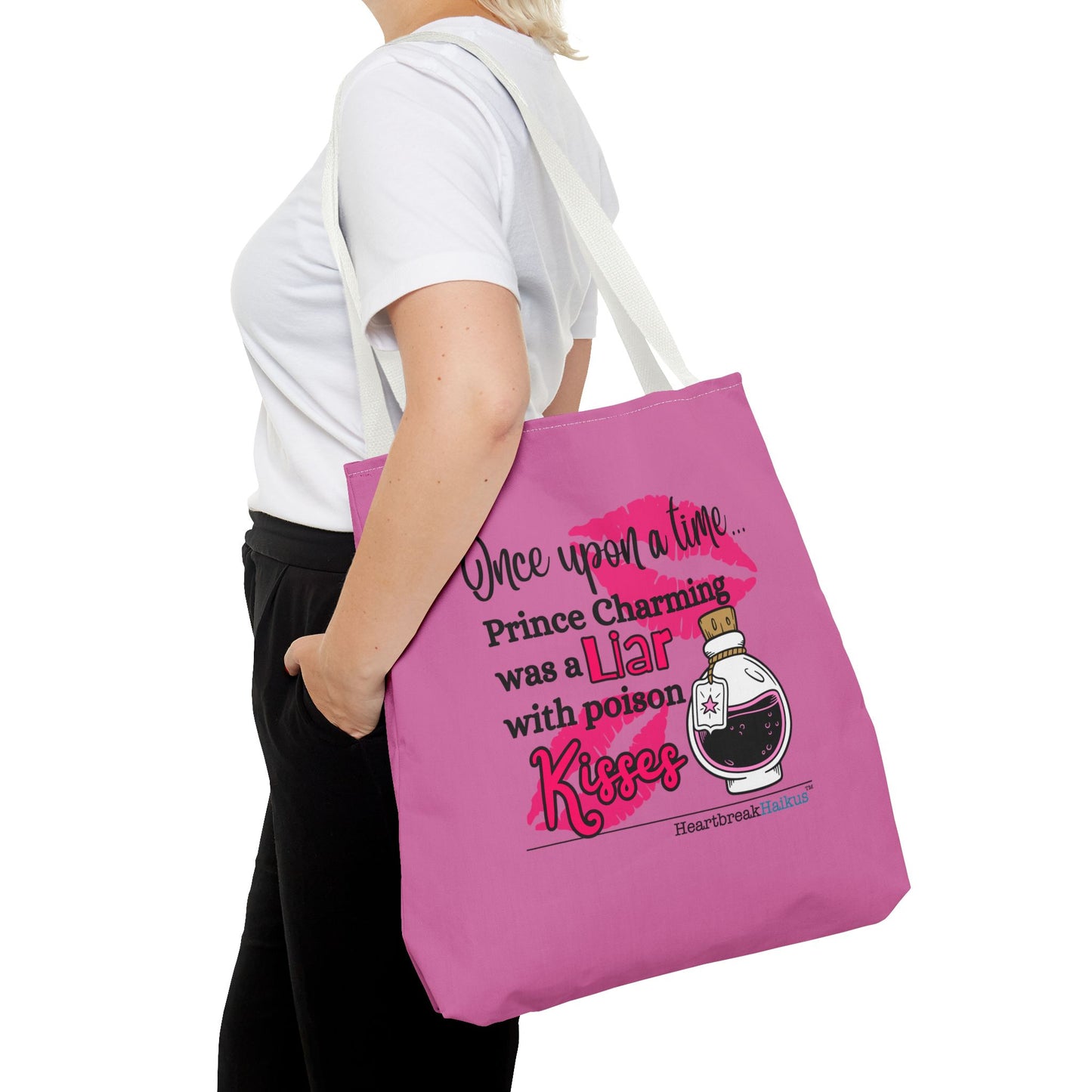 Prince Charming's Poison Kisses Haiku - Tote Bag (Dual-sided print in Candy Pink)