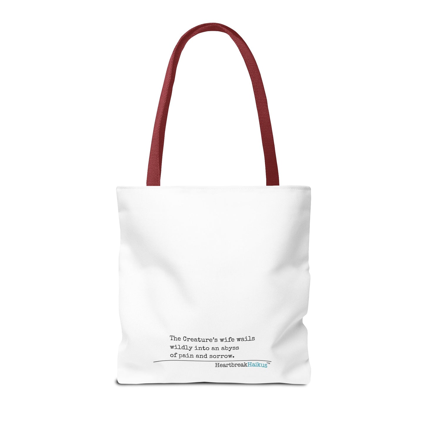 The Creature's Wife Wails Wildly Frankenstein Haiku - Tote Bag (Dual-sided print in Snow White)