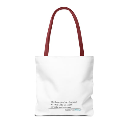 The Creature's Wife Wails Wildly Frankenstein Haiku - Tote Bag (Dual-sided print in Snow White)
