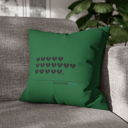 Hieroglyph Heartbreak Haiku - Faux Suede Square Pillowcase (in Evergreen)