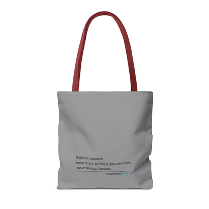 Medusa and Your Mommy Haiku - Tote Bag (Dual-sided print in Stone Grey)