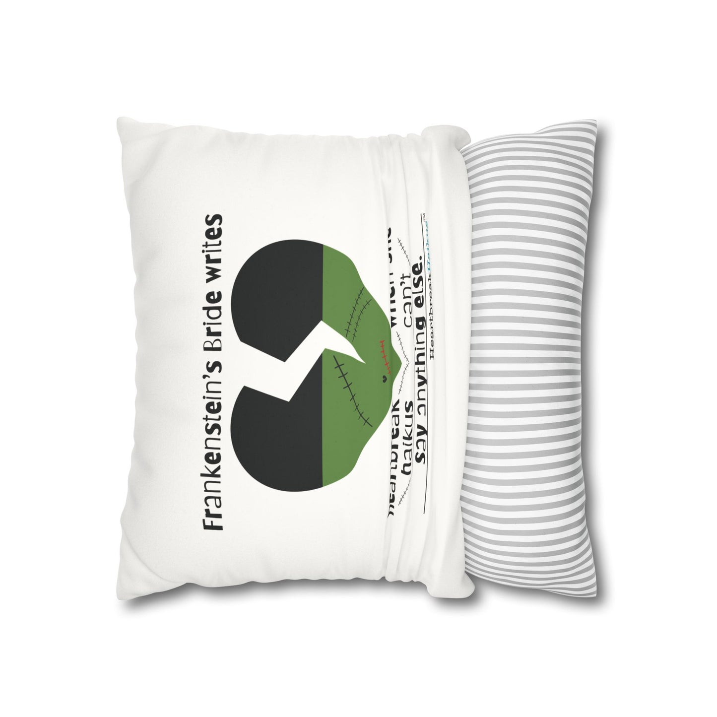 Frankenstein's Bride Writes Heartbreak Haikus - Faux Suede Square Pillowcase (in Snow White)
