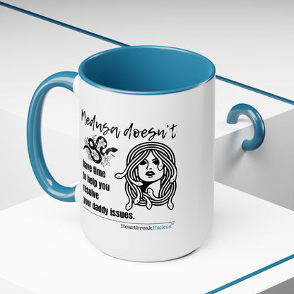 Medusa and Your Daddy Haiku - Two-Tone Coffee Mug 15oz - Dual-Sided Printing