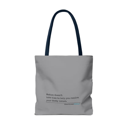 Medusa and Your Daddy Haiku - Tote Bag (Dual-sided print in Stone Grey)