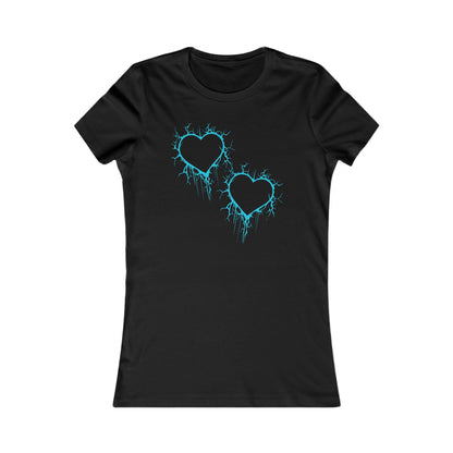 Two Lightning-Cracked Hearts - Slim-Fit T-Shirt (in Electric Blue)