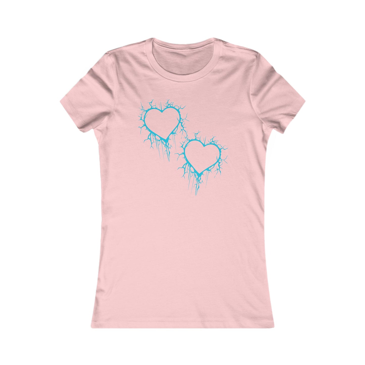 Two Lightning-Cracked Hearts - Slim-Fit T-Shirt (in Electric Blue)