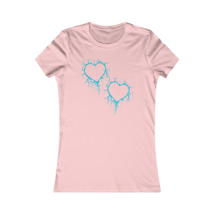 Two Lightning-Cracked Hearts - Slim-Fit T-Shirt (in Electric Blue)