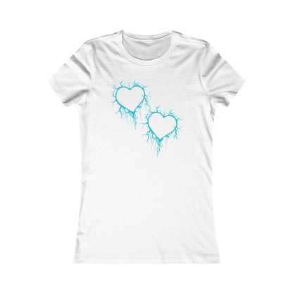 Two Lightning-Cracked Hearts - Slim-Fit T-Shirt (in Electric Blue)
