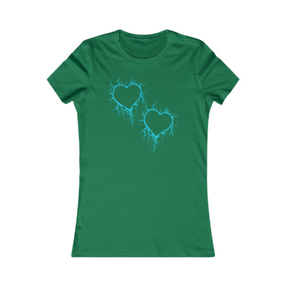 Two Lightning-Cracked Hearts - Slim-Fit T-Shirt (in Electric Blue)