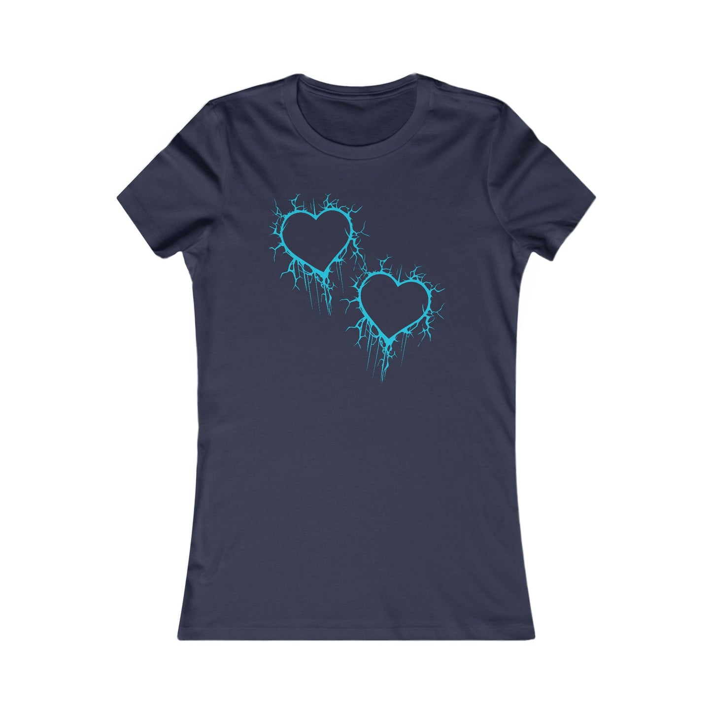 Two Lightning-Cracked Hearts - Slim-Fit T-Shirt (in Electric Blue)