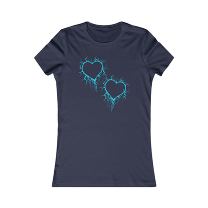 Two Lightning-Cracked Hearts - Slim-Fit T-Shirt (in Electric Blue)