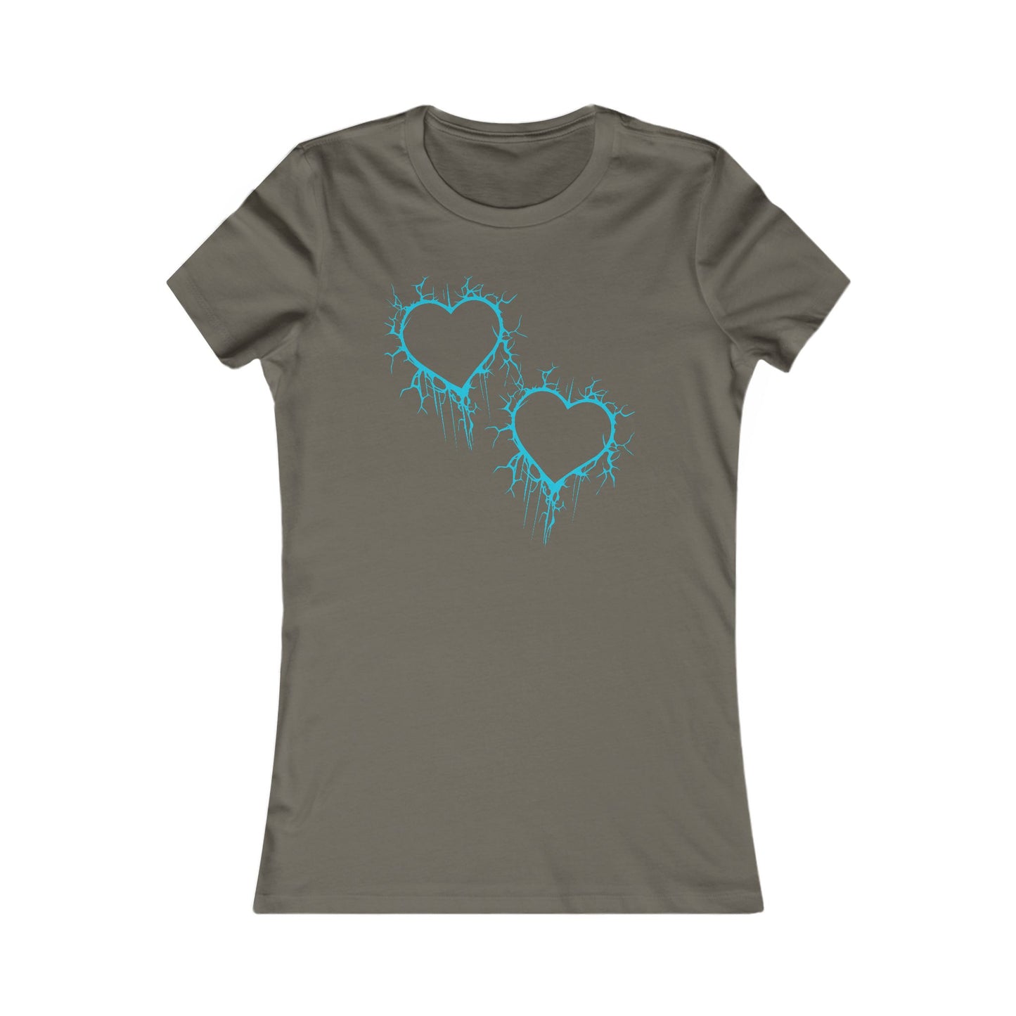Two Lightning-Cracked Hearts - Slim-Fit T-Shirt (in Electric Blue)