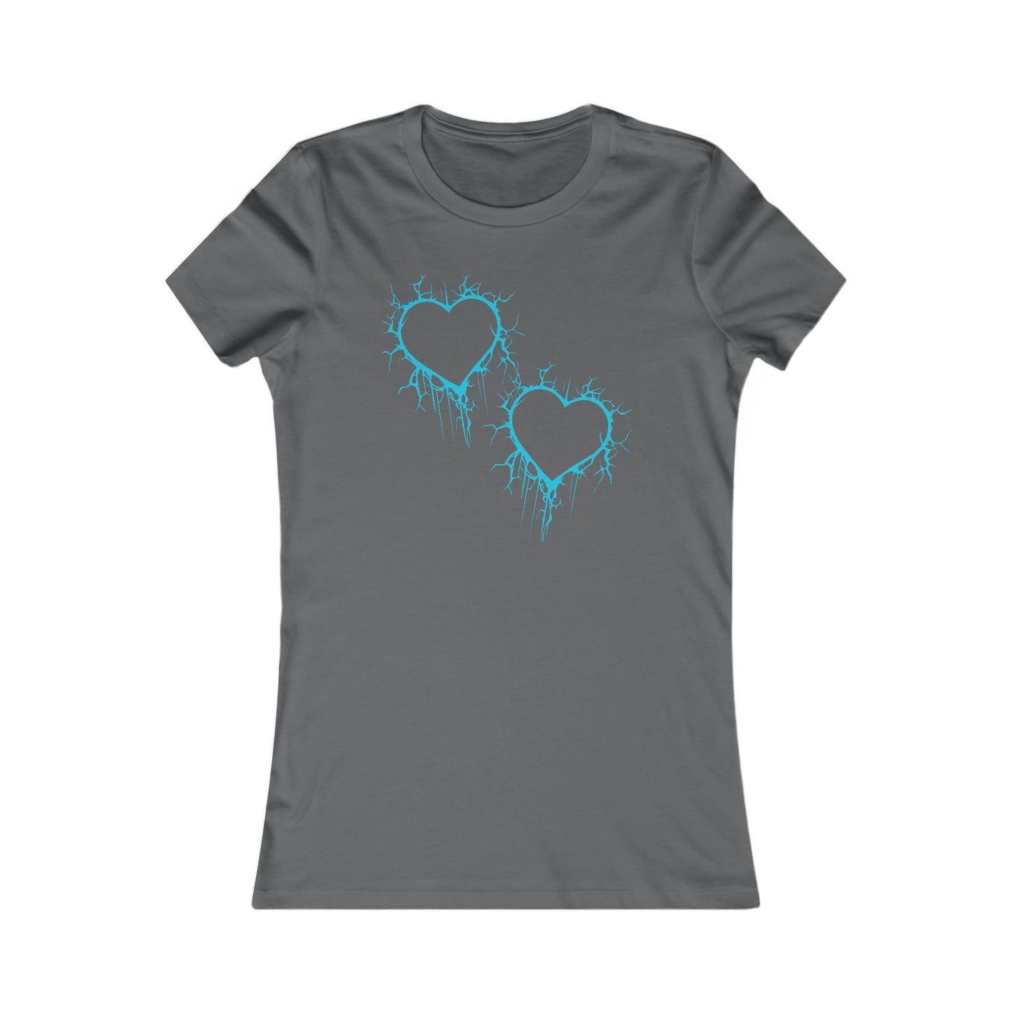 Two Lightning-Cracked Hearts - Slim-Fit T-Shirt (in Electric Blue)