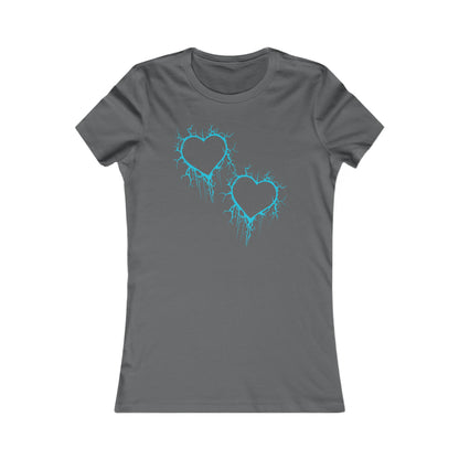 Two Lightning-Cracked Hearts - Slim-Fit T-Shirt (in Electric Blue)