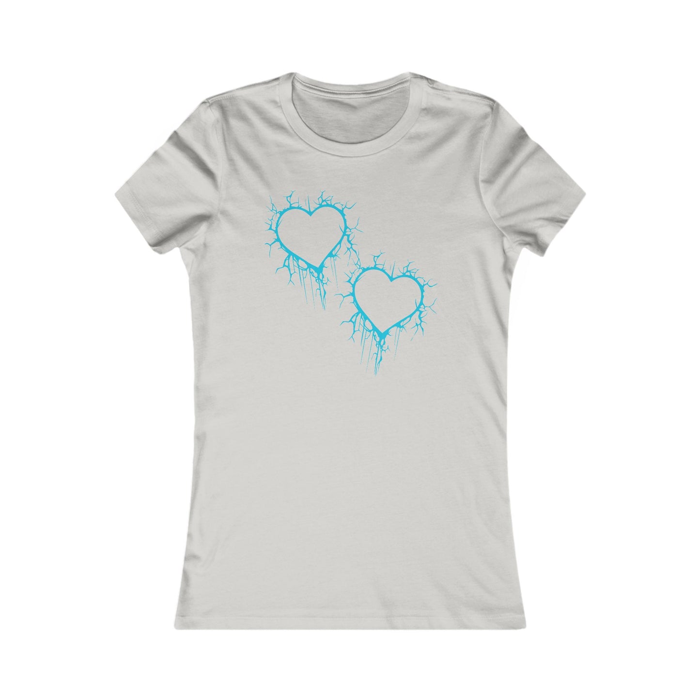 Two Lightning-Cracked Hearts - Slim-Fit T-Shirt (in Electric Blue)