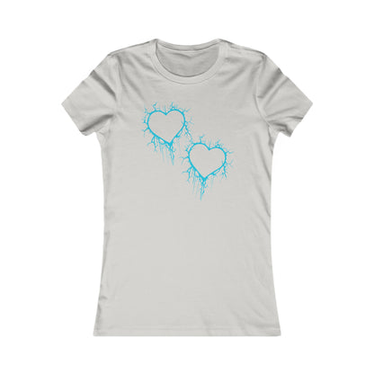 Two Lightning-Cracked Hearts - Slim-Fit T-Shirt (in Electric Blue)