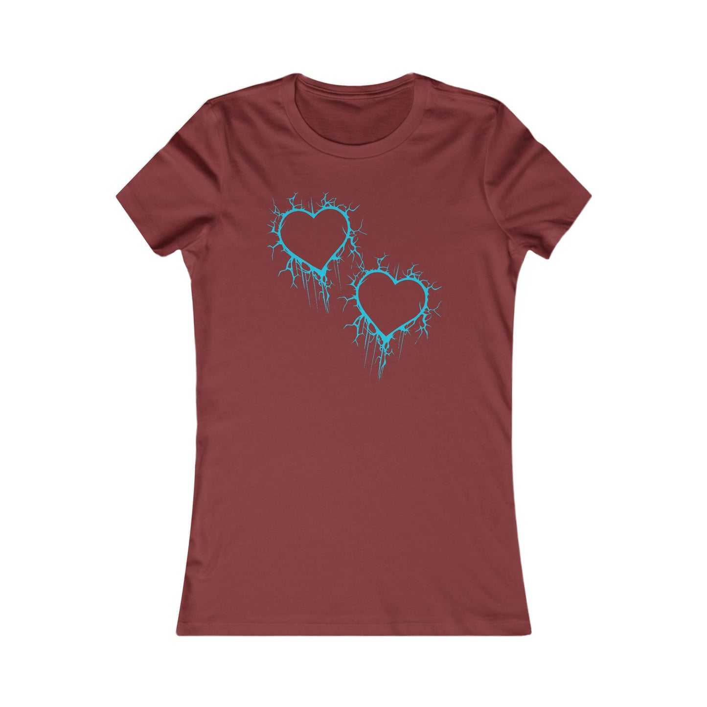 Two Lightning-Cracked Hearts - Slim-Fit T-Shirt (in Electric Blue)