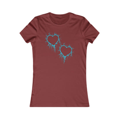Two Lightning-Cracked Hearts - Slim-Fit T-Shirt (in Electric Blue)