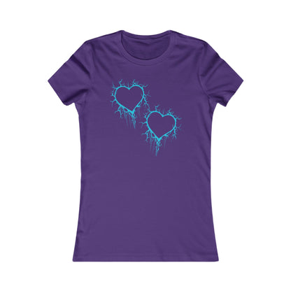 Two Lightning-Cracked Hearts - Slim-Fit T-Shirt (in Electric Blue)