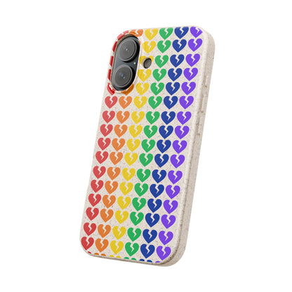Rainbow Hearts Collection Pattern - Biodegradable Phone Case, Eco-Friendly Phone Cover (Only Hearts Collection)