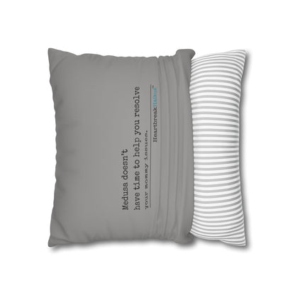 Medusa and Your Mommy Haiku - Faux Suede Square Pillowcase in Stone Grey