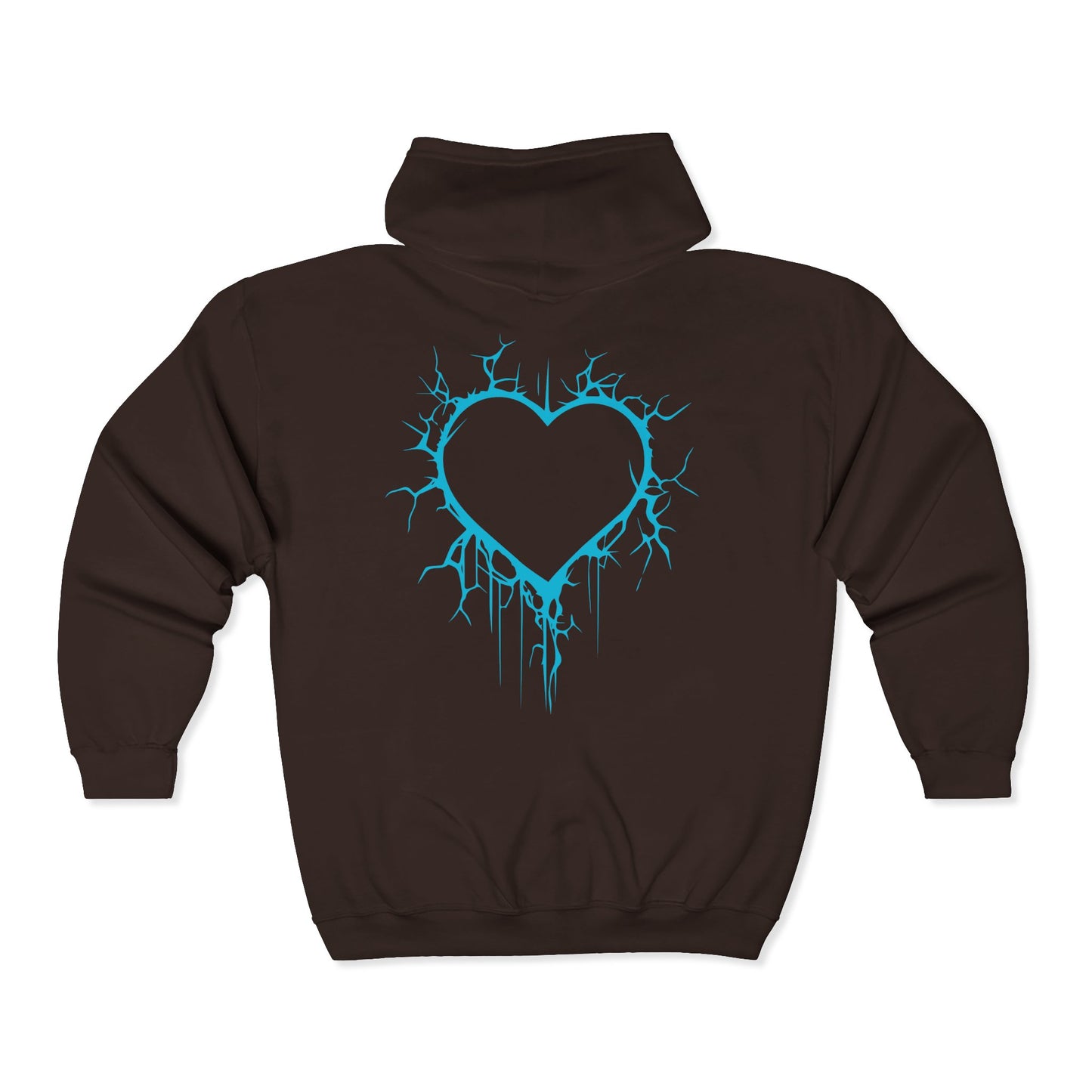 Lightning-Cracked Hollow Heart Zip Hoodie (in Electric Blue) - (The Only Hearts Collection)