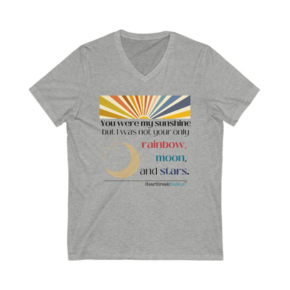 This T-shirt features a sentimental design with the themes of heartbreak, divorce, and healing, making it a perfect choice for someone going through a tough time. The lightweight fabric and stylish silhouette of this v-neck tee make it versatile for any s