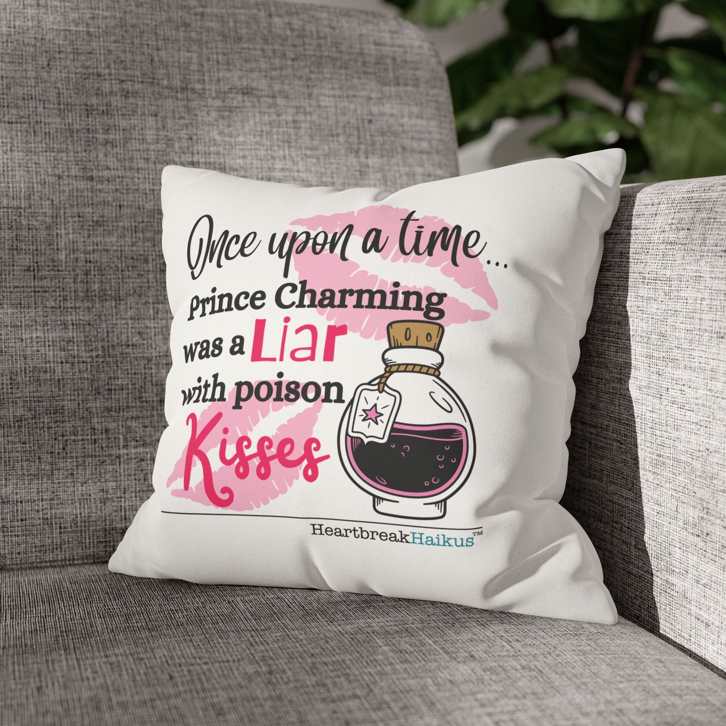 Prince Charming's Poison Kisses - Faux Suede Square Pillowcase