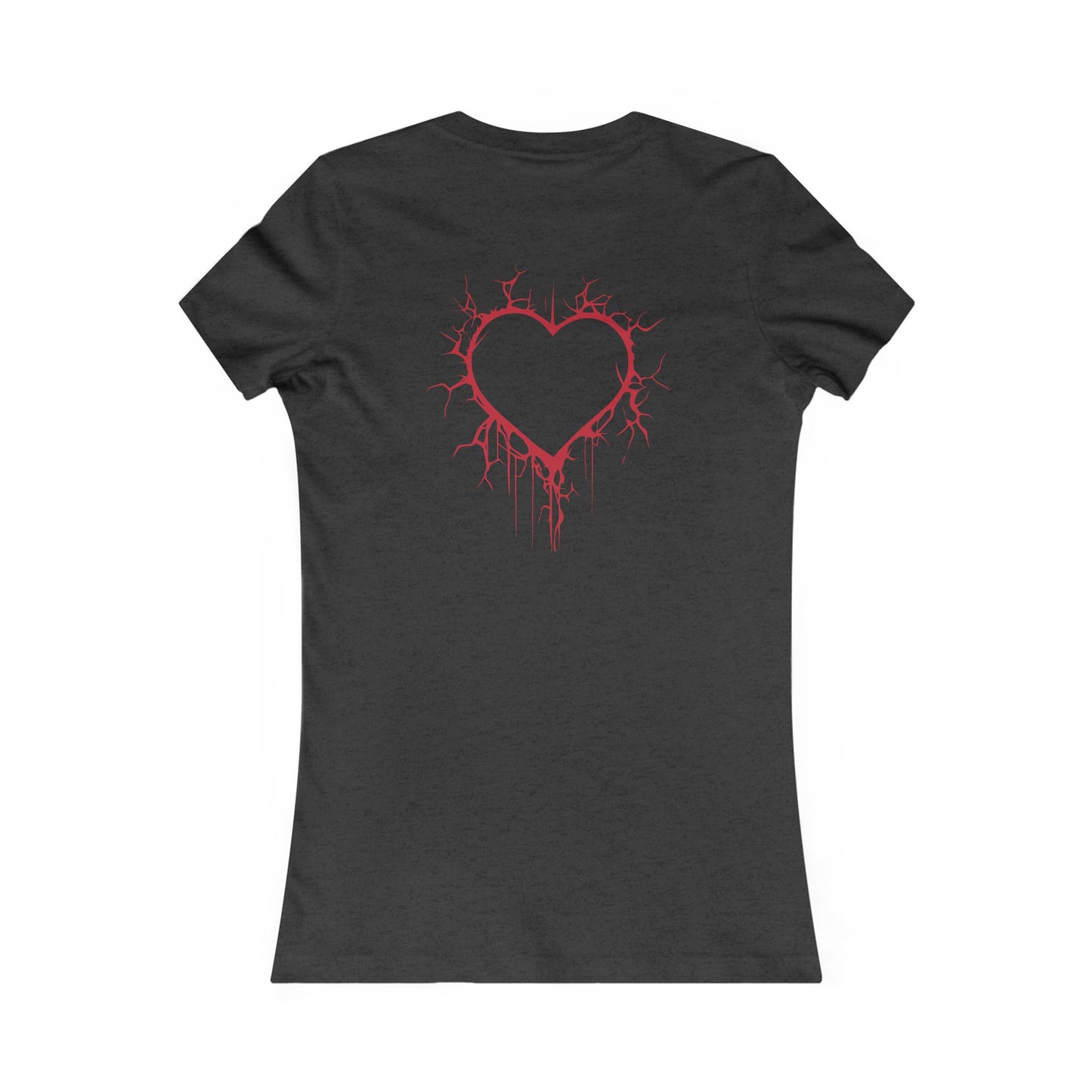 Two Cracked Hollow Hearts Slim-Fit T-Shirt (in Crimson Red)