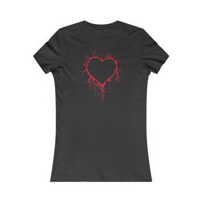 Two Cracked Hollow Hearts Slim-Fit T-Shirt (in Crimson Red)