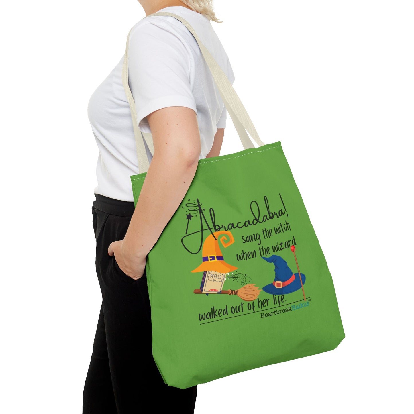 Abracadabra Sang the Witch Haiku - Tote Bag (Dual-sided print in Avocado Green)