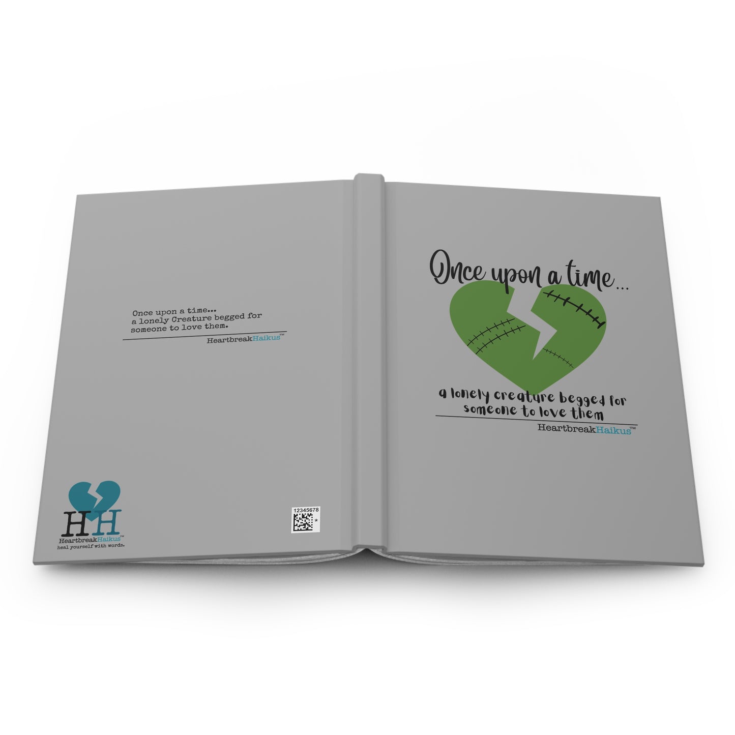 A Lonely Creature Begged Frankenstein Haiku - Hardcover Journal (in light grey)