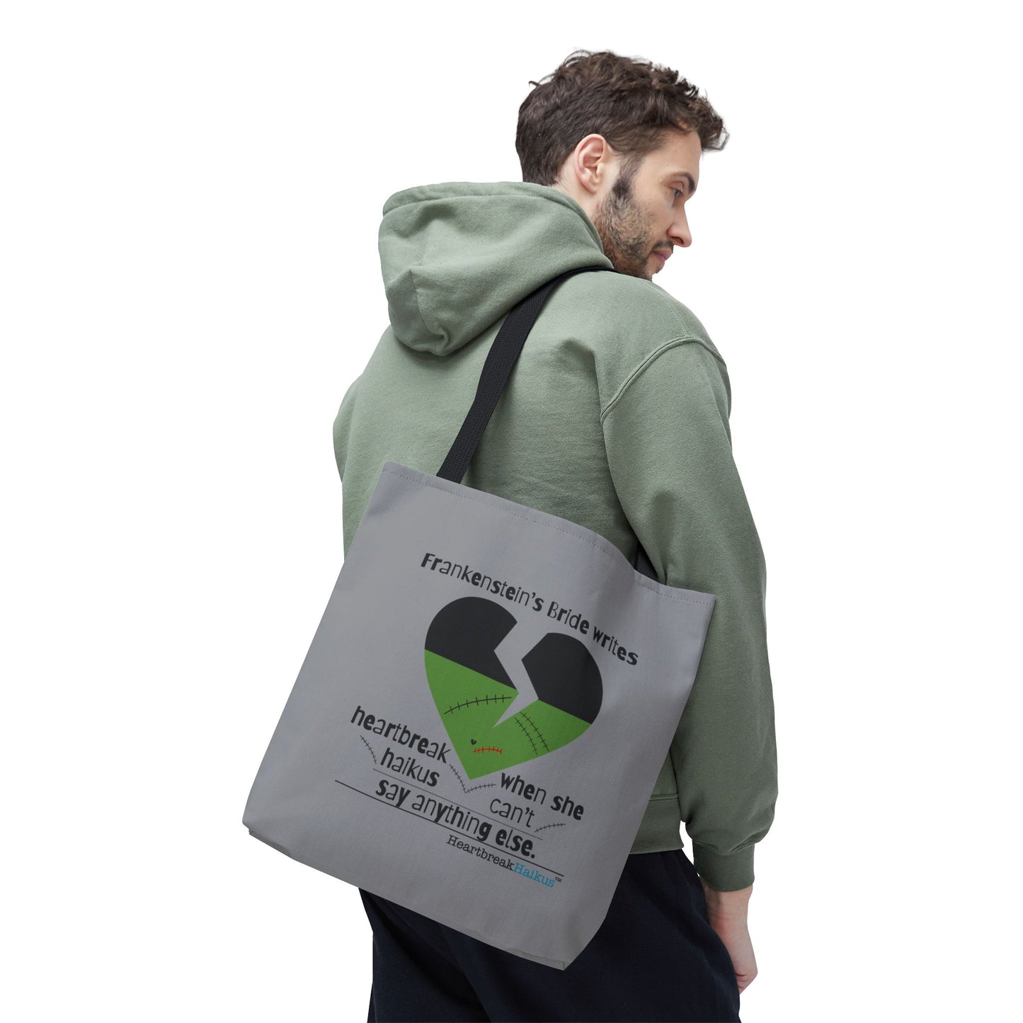 Frankenstein's Bride Writes Heartbreak Haikus - Tote Bag (Dual-sided print in Stone Grey)