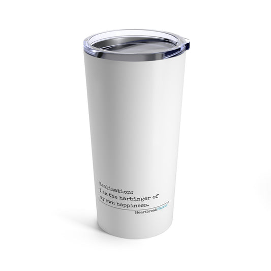 "...harbinger of happiness." Hot and Cold Tumbler (20oz), dual-sided print, design and vintage typewriter