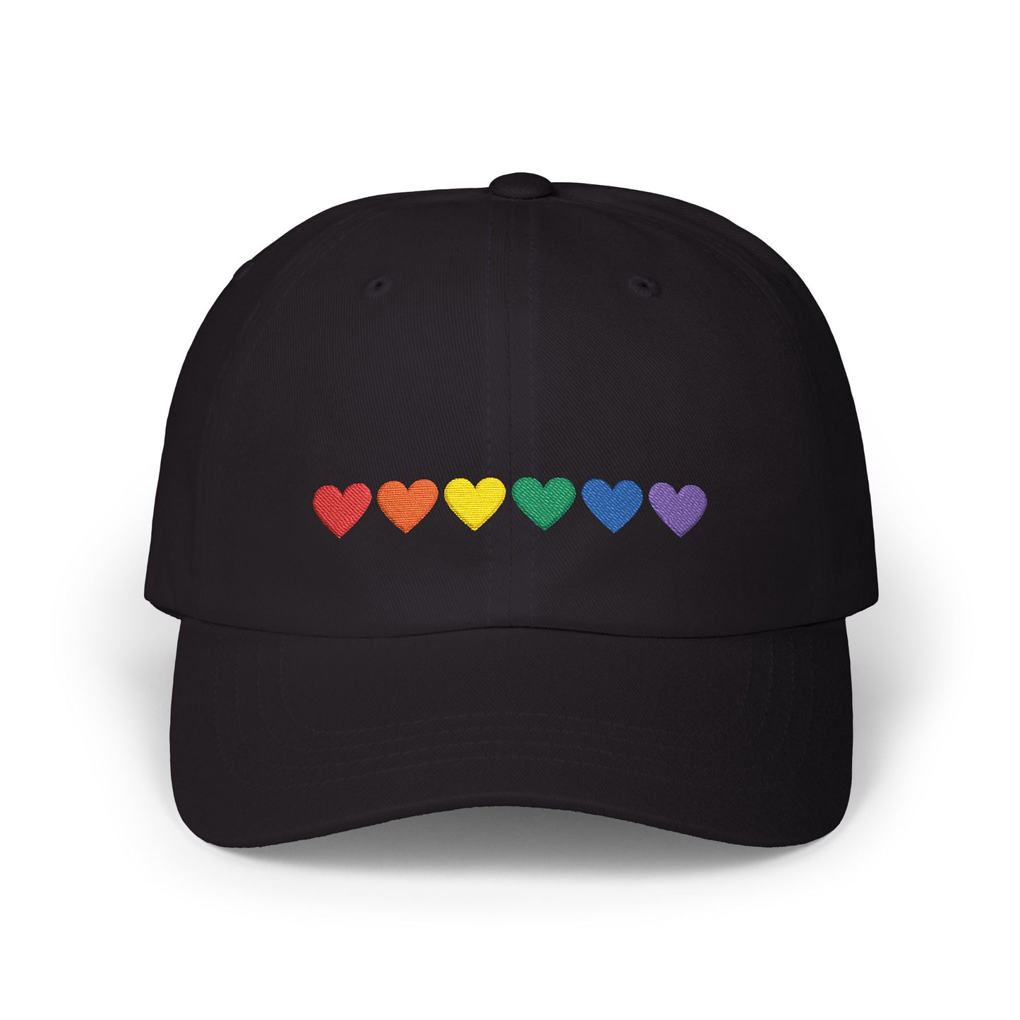 Embroidered Rainbow Hearts - Classic Adjustable Cap (Only Hearts Collection)