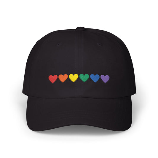 Embroidered Rainbow Hearts - Classic Adjustable Cap (Only Hearts Collection)