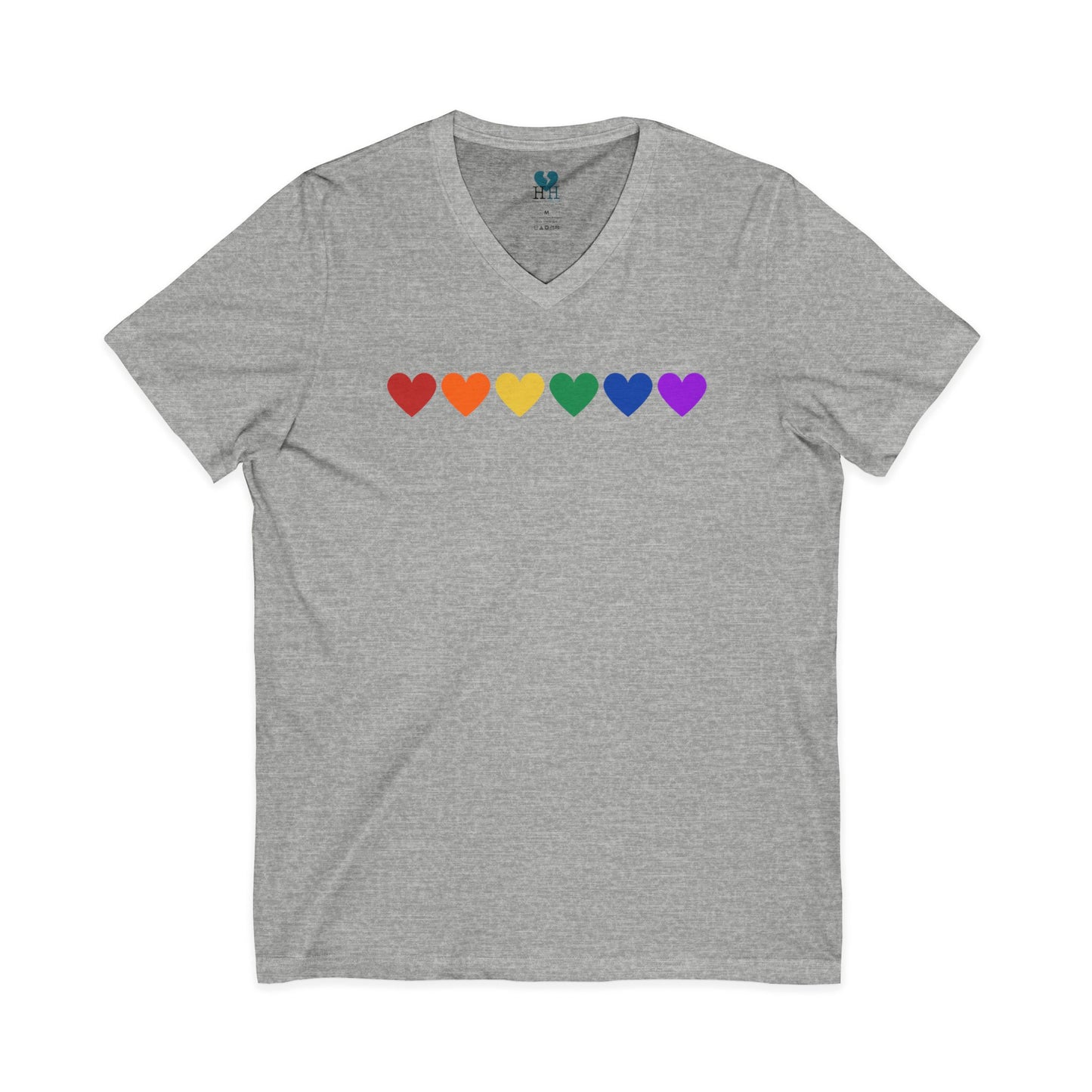 Rainbow Hearts - Jersey Short Sleeve V-Neck Tee
