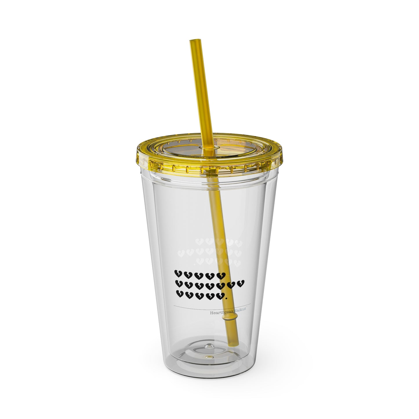 Hieroglyph Heartbreak Haiku - Sunsplash Tumbler with Straw, 16oz